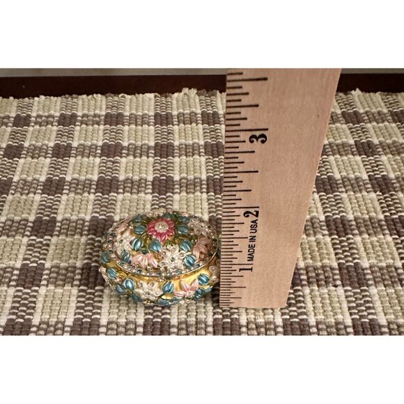 Joan Rivers Floral Pink Enamel Trinket Box Rhinestones Gold-Tone Victorian Style - Picture 10 of 10